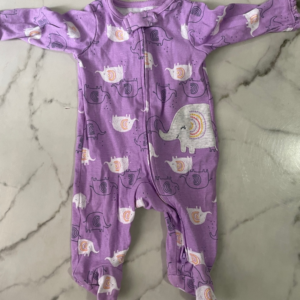 Carter’s Baby Girl Purple Elefanta Onesie Size 3 Months